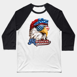 Merica Patriotic USA Eagle 4th of July Retro Vintage Baseball T-Shirt